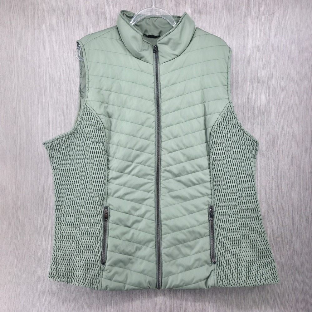 CJ Banks Sage Green Quilted Vest Granola Girl Outdoor Full Zip Womens 3X